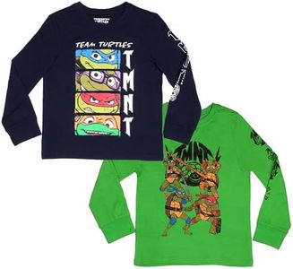 Nickelodeon Teenage Mutant Ninja Turtles Boys Long Sleeve T-Shirt 2-Pack, TMNT 2-Pack Bundle Set for Kids and Toddlers, Navy/Green, 5-6