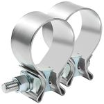 ESEWALAS 2 Pack Exhaust Clamp,1.75" 2.0" 2.25" 2.5" 3.0" Narrow Band Muffler Clamp,Stainless Steel Narrow Band Exhaust Seal Clamp,Fit for Exhaust Resonator,Exhaust Muffler Repair Project (2.25 inch)