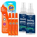 Tide To Go Liquid Stain Remover Pens x3 + Downy Wrinkle Release Spray Plus x2 - Compact Travel Size Fabric Refresher and Instant Spot Remover Pens for Clothes, Ideal for On-The-Go Stain Removal