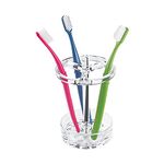 iDesign 55920 Toothbrush Holder for Bathroom, Medium Size Toothpaste Organiser Made of Plastic, Practical Bathroom Storage for Toothbrushes and Toothpaste, Clear