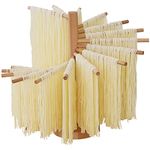 Pasta Drying Rack, Collapsible Wooden Pasta Dry Rack with 16 Suspension Rods, Homemade Fresh Noodle Stand Dryer, Noodle Hanging Rack for Home Kitchen, Easy Storage & Quick Set-Up