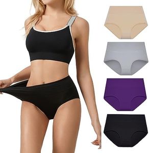 SERISIMPLE Viscose Bamboo Women Luxury Underwear Silky Comfy Ultra Soft Briefs Breathable Stretch High&Mid Waist Panties 4 pack (3X-Large, High-Assorted3)