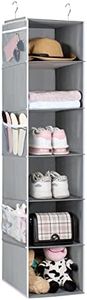 Univivi Hanging Shoe Shelves 6 - Layer Collapsible Hanging Closet Shoe Organizer with 6 Side Pockets Closet Hanging Shelves,Gray