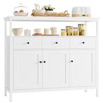 FirFurd White Sideboard Storage Cabinet Kitchen Cupboard Sideboards for Living Room Buffet with 3 Doors 3 Drawers Adjustable Shelves for Dining Room Hallway 108x38x98.5cm