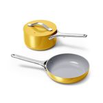 Caraway Mini Cookware Set - Non-Stick Ceramic Fry Pan (1.05 qt, 8") & Sauce Pan (1.75 qt) - Non Toxic, PTFE & PFOA Free - Oven Safe & Stovetop Agnostic (Gas, Electric & Induction) - Marigold