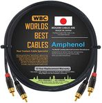 1.5 Meter RCA Cable Pair - Made with Mogami 2964 High-Definition Audio Interconnect Cable and Amphenol ACPL Black Chrome Body, Gold Plated RCA Connectors (2 cables for left and right channels)