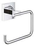 GROHE Start Cube Toilet Roll Holder without Cover (Metal, Wall Mounted, Concealed Fastening, with Screws and Dowels), Size 138 mm, Extra Easy to Fit with GROHE QuickGlue, Chrome, 40978000