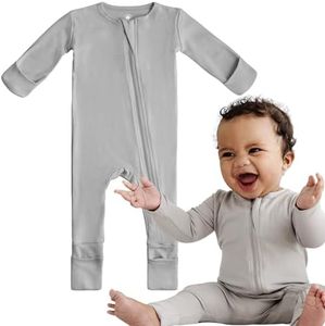 DREAMLAND BABY Bamboo Viscose Baby Pajamas (0-24 months). Ultra Soft Viscose Sleepers with 2-Way Zipper, Mitten & Foot Cuffs