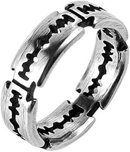 HZMAN Stainless Steel Blade Ring for Men Women Punk Hip Hop Biker Ring Jewelry Gift (Silver,10)