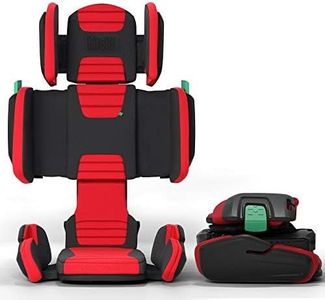 Mifold Kids High Back Booster Car Seat with Strap – Adjustable Foldable Big Kid Car Seat for Travel – Racing Red