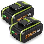 2 Pack 20V 5.0Ah Battery for Worx, ASUNCELL Li-ion Replacement Battery for Worx 20V WA3551, WA3551.1 WA3553 WA3553.2 WA3641 WG629E WG546E WU268 WX166.4 Compatible with Worx 20V Cordless Power Tools