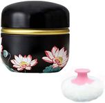 Qopoto Body Powder Puff and Container for Dusting Powder, Women Powder Puff and Powder Case for Bath and Travel (Lotus)