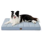 Bedsure Cooling Gel Foam Dog Bed for Large Dogs, Waterproof Orthopedic Egg Foam Dog Bed for Outdoor, Summer Comfort Pet Mats for Crate with Washable Cover(35"x22", Blue)