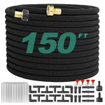 XDRSIXA Soaker Hose 150 FT for Garden Beds,Solid Brass Connector 1/2" Round Heavy Duty Garden Soaker Hose Kit Watering Hose with Holes for Vegetable/Fruit Beds, Shrubs, Lawn,Yard