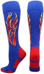 MadSportsStuff Flame Soccer Style Socks (Royal/Red/Gold, Large)