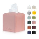 Connsole Casa Premium PU Leather Tissue Box Holder - Elegant Hotel-Style Pink Tissue Box Cover for Enhanced Décor of Home, Office & Car Tissues Cube Organizer for a Romantic and Cute Look (Pink)