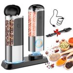 Rechargeable Salt Mill Pepper Grinder: Electric Salt and Pepper Mill Set Automatic Salt Grinder Adjustable Pepper Mills Refillable Salt Pepper Grinders Large Capacity Automatic Salt Shaker