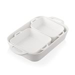 Sweejar Ceramic Bakeware Set, Rectangular Baking Dish for Cooking, Kitchen, Cake Dinner, Banquet and Daily Use, 12.5 x 8.9 Inches porcelain Baking Pans (White)