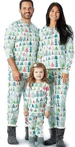 HonestBaby Family Matching Holiday Pajamas Organic Cotton for Men, Women, Kids, Toddlers, Baby Boys, Girls, Unisex Pets , Feelin' Pine, 6-9 Months