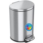 iTouchless SoftStep 3 Gallon Small Semi-Round Bathroom Step Trash Can with AbsorbX Deodorizer and Removable Inner Bucket, Stainless Steel, 11 Liter Pedal Garbage Bin, Office Cubicle