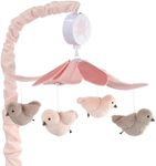 Lambs & Ivy Petals Pink/Gray Birds Musical Baby Crib Mobile Soother Toy