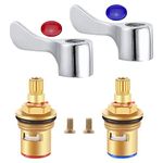 Jetisva 2 Sets Tap Cartridge Replacement Mixer Tap Cartridge with Metal Lever Heads Universal 1/2" Replacement Tap Valves for Kitchen Bathroom Faucet Sink Taps - Chrome Plated