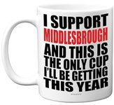 Funny Football Mug Gift for Middlesbrough Fans - Footy Only Cup - Joke Xmas Birthday Mugs Present Gifts for Son Dad Brother Uncle Colleague Friend Cousin, 11oz Ceramic Dishwasher Safe Coffee Tea Cup