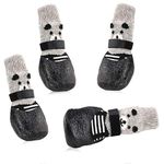 Dog Shoes, 2 Pair Pet Shoes for Dogs Cats Socks, Anti-Slip Sole Adjustable Dog Cat Paw Socks Fit for Indoor Outdoor Wear (Black, Large)