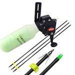 AMEYXGS 3pcs Bowfishing Arrow and Bow Fishing Reel Arrows with Broadheads and Safty Slides for Compound and Bow Recurve Bow Fishing Hunting (Black Arrow+Reel)