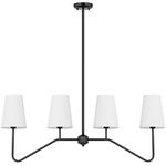 Brightever Linear Chandelier—Kitchen Island Lighting, 4-Light Black Chandeliers for Dining Room Light Fixture Over Table, Modern Pendant Lights with White Fabric Shades(Bulb not Included)