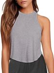 Womens Workout Crop Tops Flowy Yoga Athletic Shirts Casual Racer Back Muscle Tank Exercise Running Tank Tops Active Gym Tops(Light Grey Large)