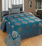 Fresh From Loom Chenille Velvet 500 TC Double Bed King Size Bedsheet Cum Bed Spread with 2 Pillow Covers (Sky Blue), Size- 90x100 inch