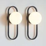 Wall Sconces Set of Two Matte Black Wall Lamp Sconces Wall Lighting with White Globe Glass Shade Wall Lights Sconces Wall Decor Set of 2 Wall Lights for Living Room Wall Lamps for Bedrooms Set of 2