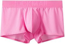 JOCKMAIL Mens Boxer Shorts Spandex Soft Mens Underwear Trunks Short For Male, Pink-, Large