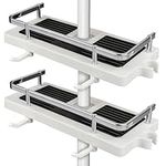 BELLE VOUS 2 Pack of Bathroom Shower Shelf - Shower Caddy/Tidy No Drilling Shower Holders Storage for Soap Shampoo - Shower Rack Hanging with Buckle Shower Head Hook Suit 21mm -25mm Shower Rail