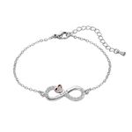 KunBead Nana Infinity Rose Gold Heart Stainless Steel Birthday Bracelets for Women