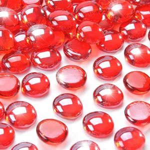 RUOJAS 20 Pounds Ruby Red Fire Glass Beads 3/4 Inch Firepit Gems for Fire Pit Table, Fireplaces, Fire Bowl, Garden Landscaping & DIY Crafts