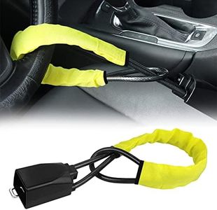 KAYCENTOP Car Steering Wheel Lock, Seat Belt Lock, Anti-Theft Device, Max 17 Inch Length, Small and Light-Weight, Multi-Functional, Fit Most Vehicle, SUV, Golf Cart Security (Yellow)