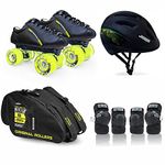 Jaspo Hyper-X Yellow-Black Intact Shoe Skate Combo(Shoe Skate+ Knee Guard+ Elbow Guard+ Helmet+ Bag) (5 UK (Foot Length 24.5 cms)