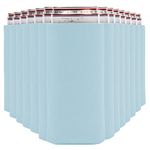 Slim Can Cooler Sleeves (14-Pack) Soft Slim Can Koolie for White Claw Seltzer & Slim Beer - HTV Blanks for Vinyl Projects - Skinny Can Koolies Bulk - Tall Can Coolies for Slim Cans (Light Blue)