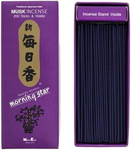 Nippon Kodo Incienso Morning Star Almizcle, Incienso de Estilo Japonés de 200 barritas, Incluye incensario