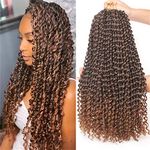 Xtrend 7 Packs 18 inch 18 Strands/Pack Passion Twist Hair for Distressed Butterfly Locs Water Wave Crochet Braiding Hair Bohemian Crochet Braids Synthetic Fiber Natural Hair Extension T30#