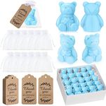 Buryeah 48 Pcs Small Bear Soaps Baby Shower Favors with Organza Bags Thanks Gift Tags, Handmade Cute Mini Soap Decorations Bulk for Wedding Gender Reveal Party Guests (Blue)