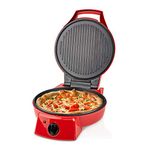 Ex-Pro 12" Electric Pizza Maker & Table Top Grill, Indoor Portable Pizza Oven with Non-Stick 12" Plates, 3 Heat Settings Max 230°C - Retro Red