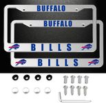 2pcs Aluminum Alloy Buffalo License Plate Holder for Bills License Plate Frames Rear & Front Tag Holder for US Car SUV & Truck，License Plate Cover Gift for Sports Fans.