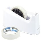 Rapesco 1486 500 Heavy Duty Tape Dispenser with 2 Tape Rolls, White