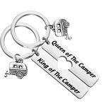 Queen and King of The Camper Keychain RV Gifts for Camping Camping Gifts RV Camper Keychain Camper Lover Gifts (King queen of camper CA)