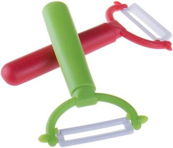 Zittop 2 Premium Ceramic Blade Vegetable Peelers for Carrot, Potato, Zucchini, Cucumbers & Veggie Slicing, Shave Hard Cheese Easily. Thick Noodles & Fun Curls.