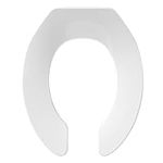 Commercial Heavy Duty Open Front Toilet Seat Without Cover, Thickened Material, Never Loosen, ROUND, White (16.5”)