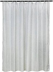 Amazon Basics Microfiber Grey Herringbone Printed Pattern Bathroom Shower Curtain - Grey Herringbone, 72 Inch